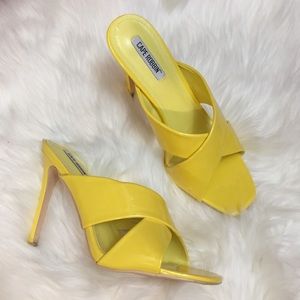 Yellow Patent Leather Sandal Heel